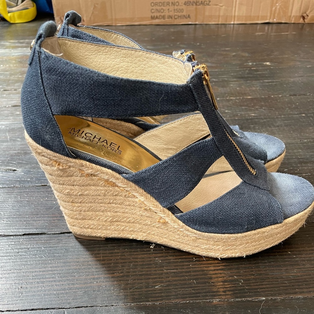 Michael Kors Berkley Canvas Wedge Sandals